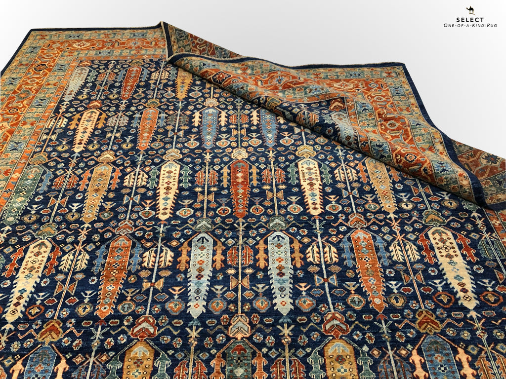 Afghan-Made Serapi (10'00"x13'10") navy/rust