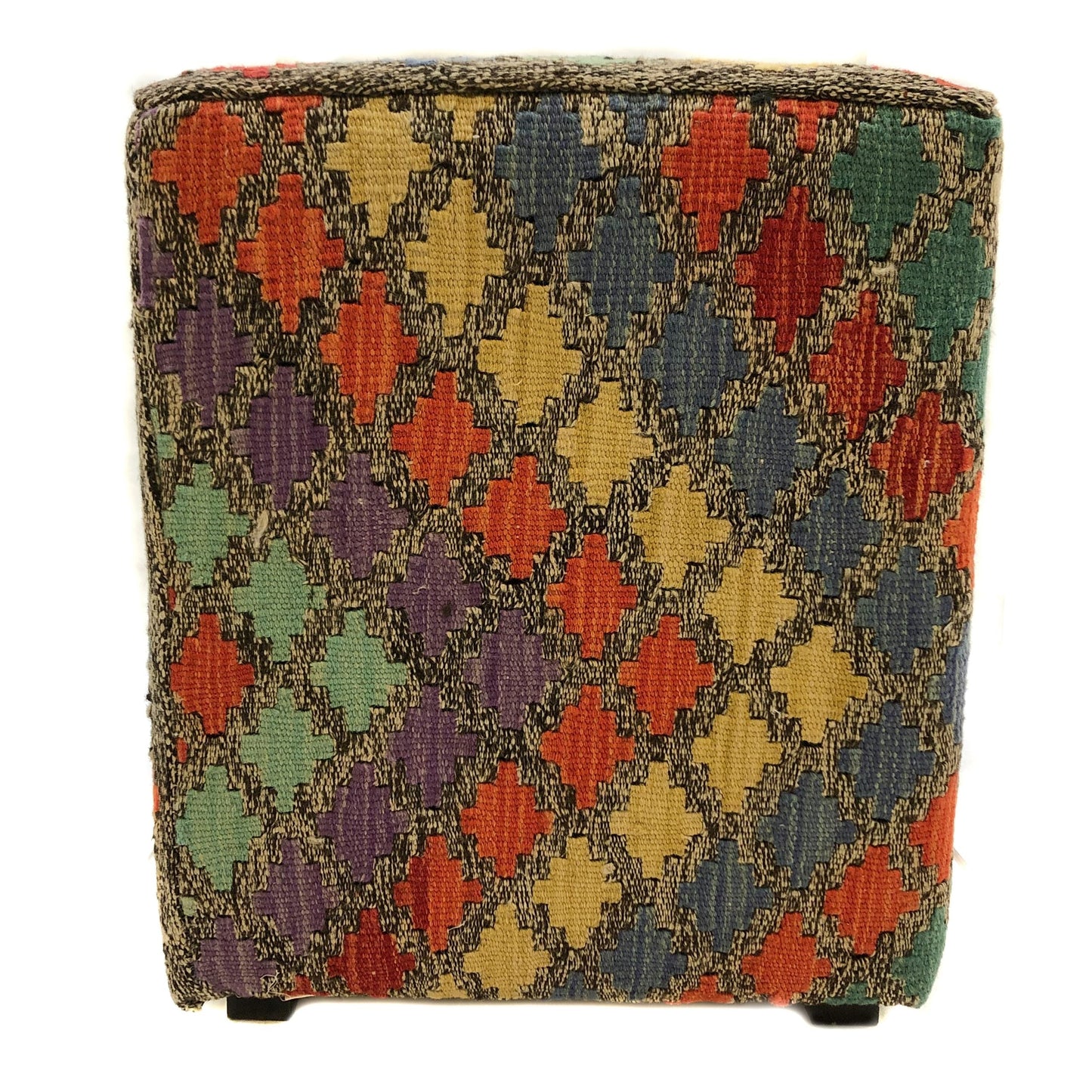 Kilim-Style Cube Ottoman