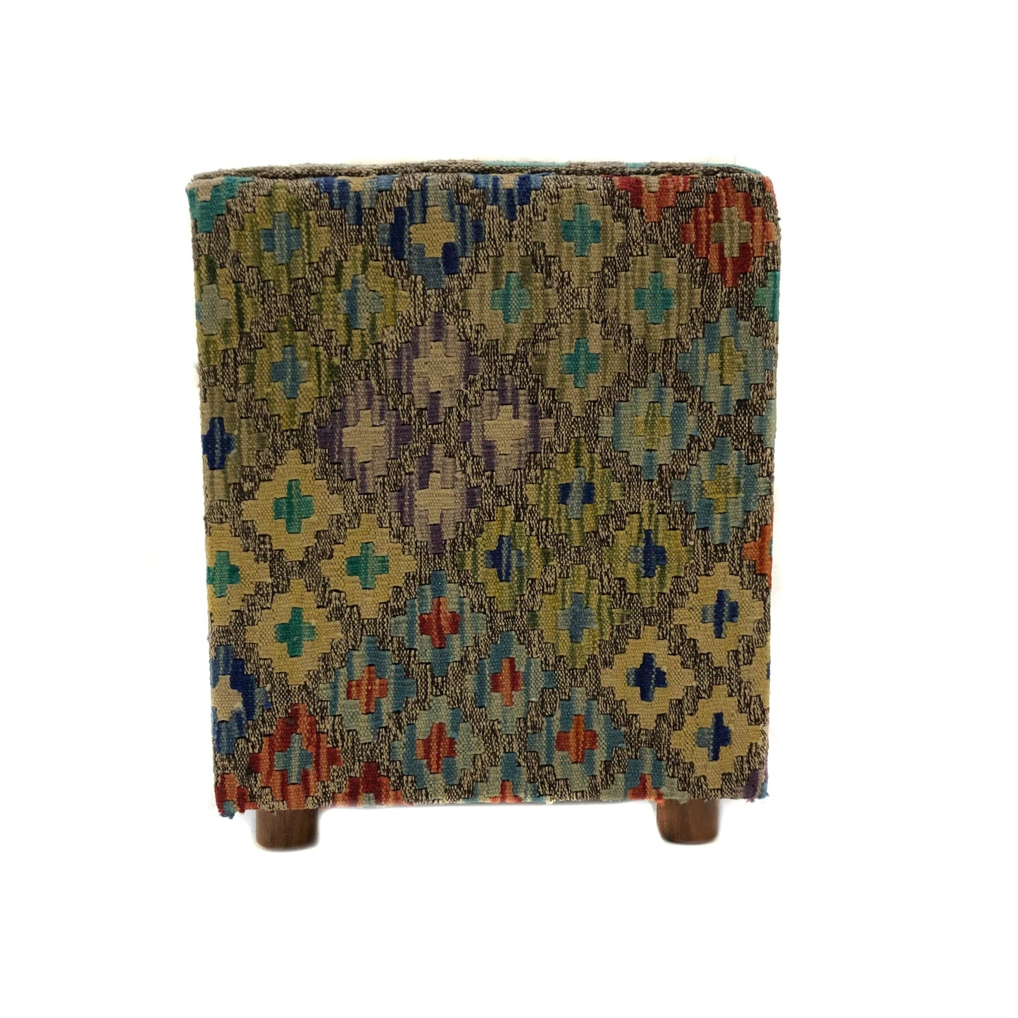 Kilim-Style Cube Ottoman
