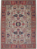 Afghan Heriz (10'03"x14'00") ivory/red