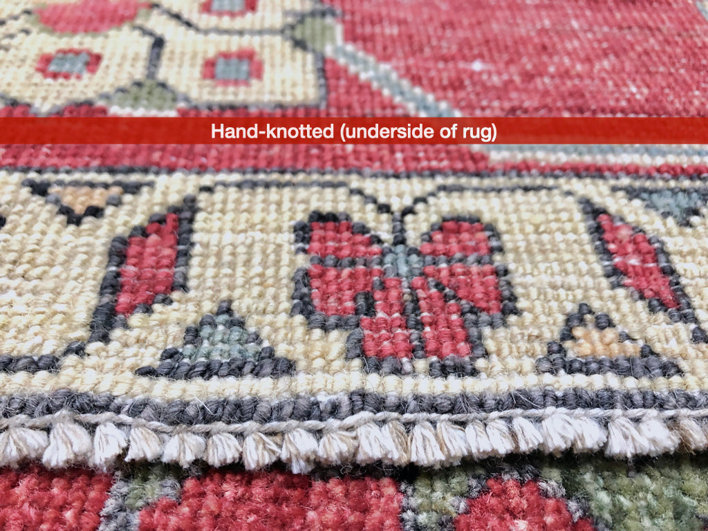 Afghan Heriz (10'03"x14'00") ivory/red