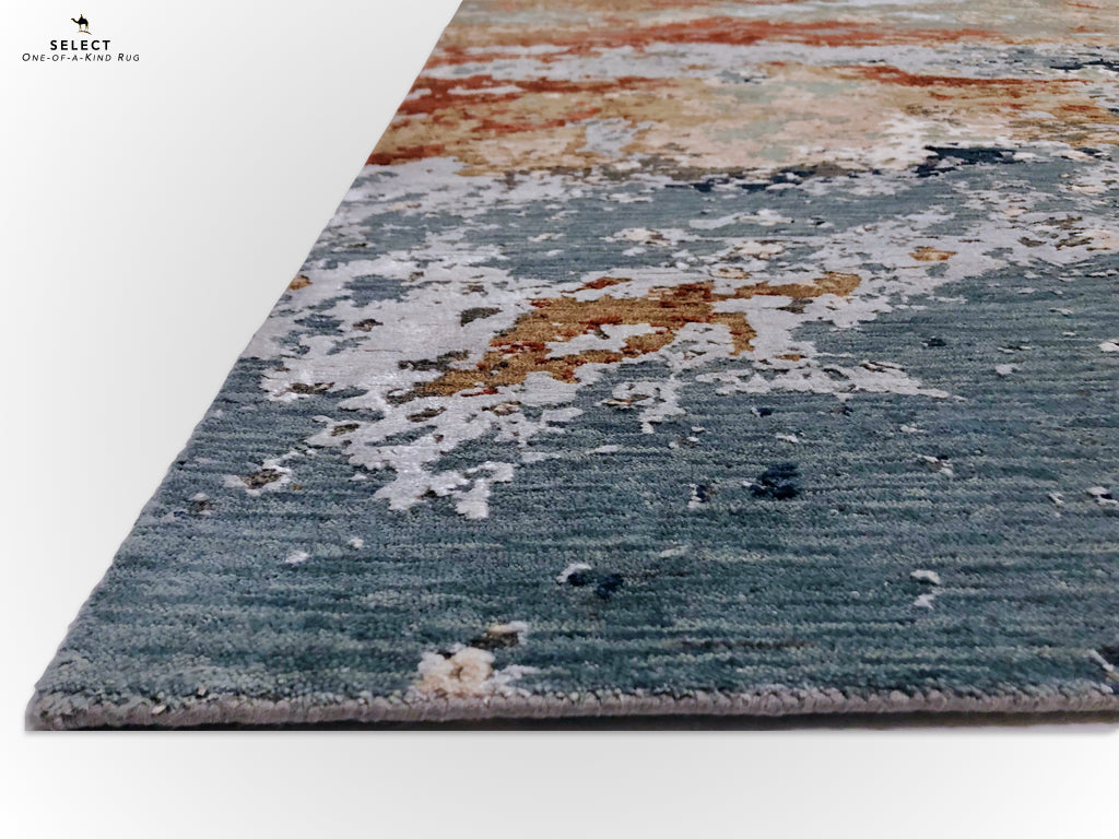Textured Contemporary (7'11"x9'11") blue/rust