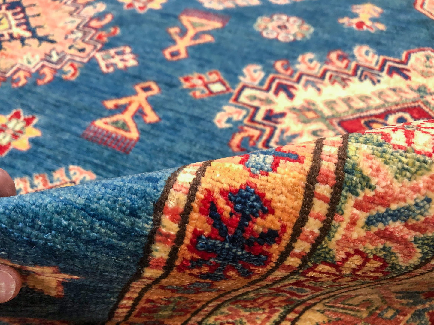 Super Kazak (8'11"x12'02") blue/lt.gold