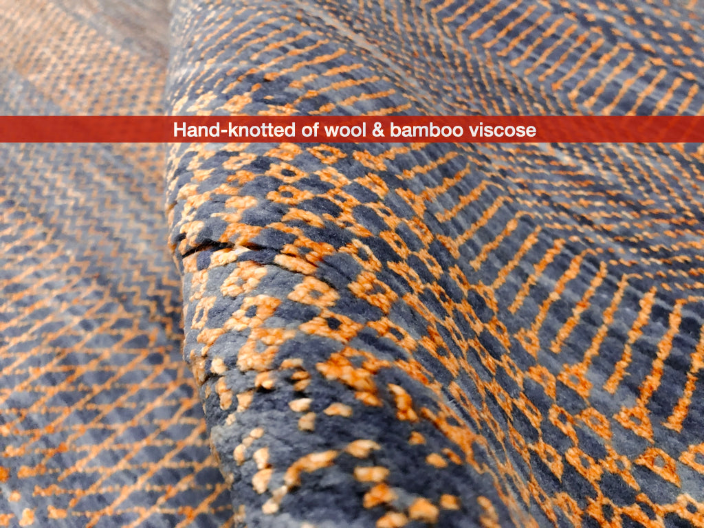 Durva Grass Design (10'01"x14'03") copper/blue-gray