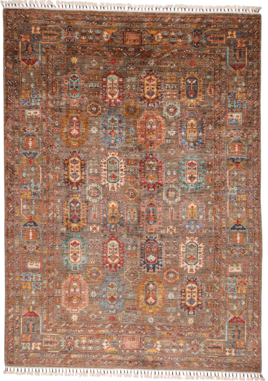 Khorjin (5'06"x7'08") camel/jewel tones