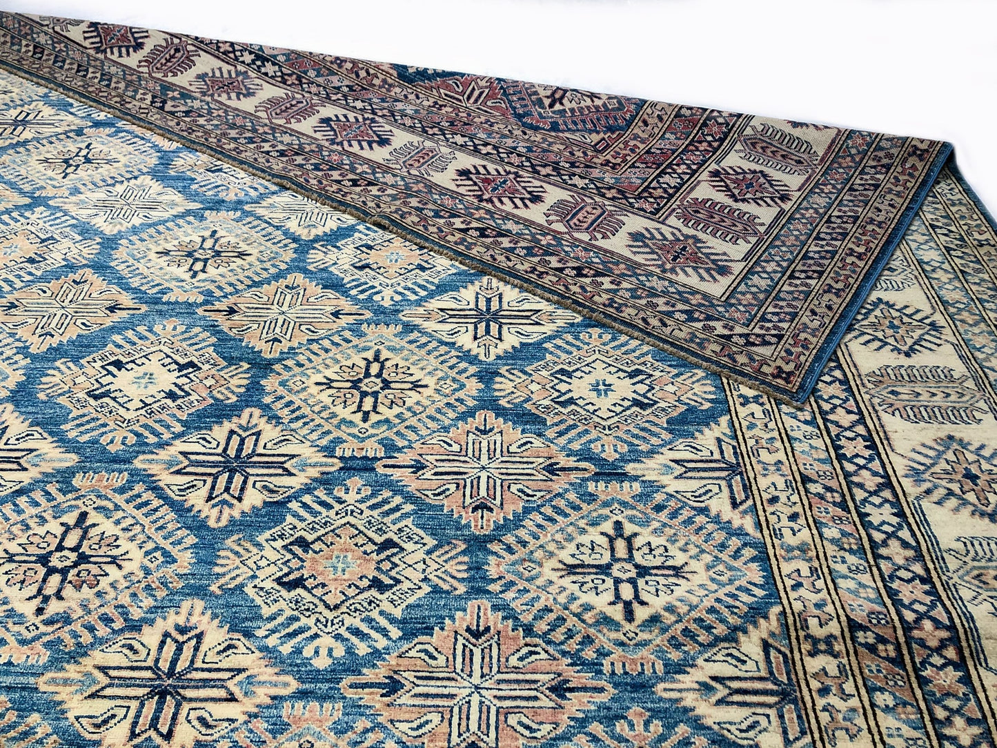 Antique Washed Super Kazak (10'06"x13'08") blue/ivory