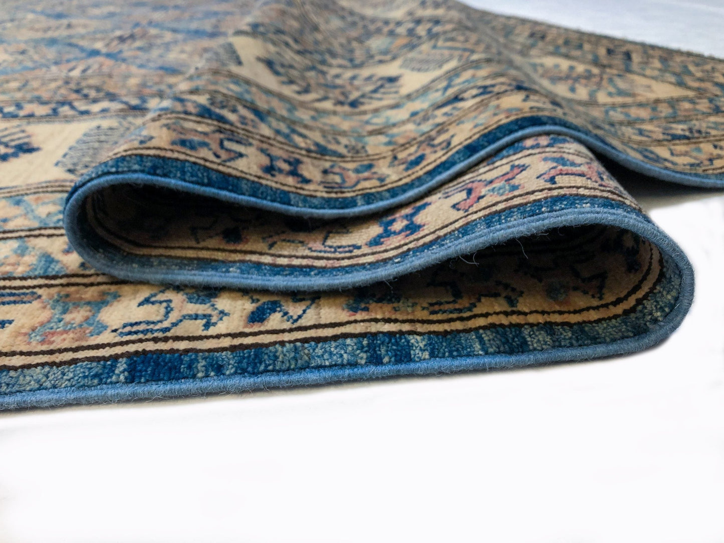 Antique Washed Super Kazak (10'06"x13'08") blue/ivory