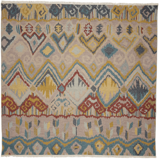 Reversible/2-Sided Ikat Design (6' Square) multicolor