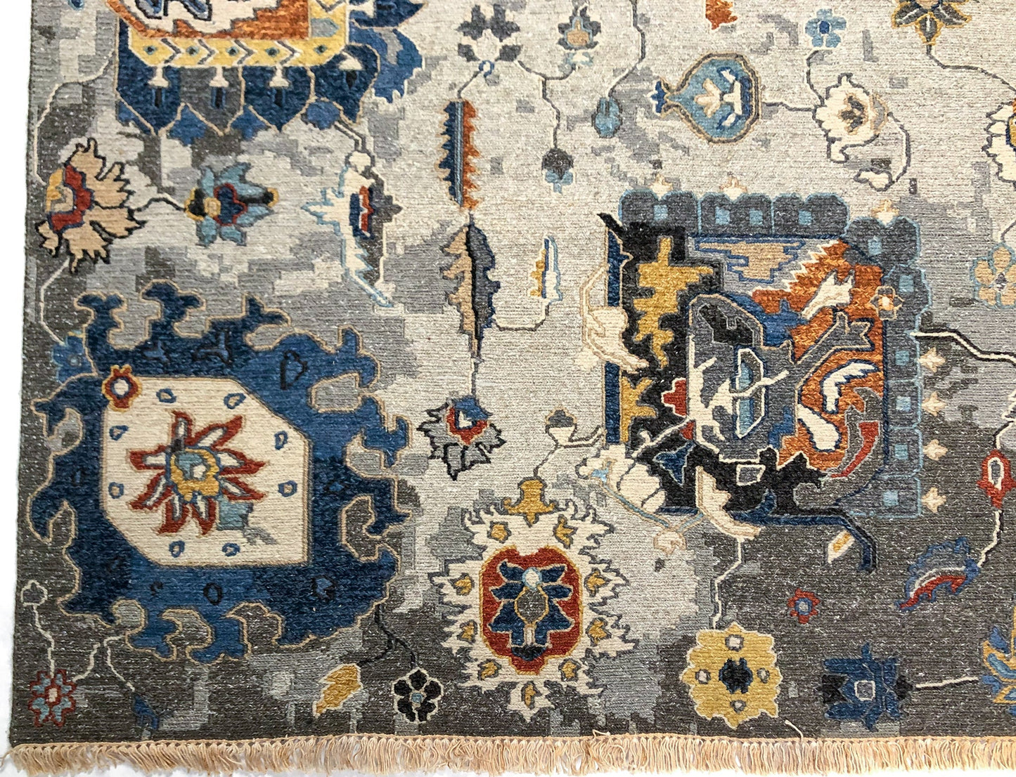 Reversible/2-Sided Erased Oushak Design (6' Square) gray