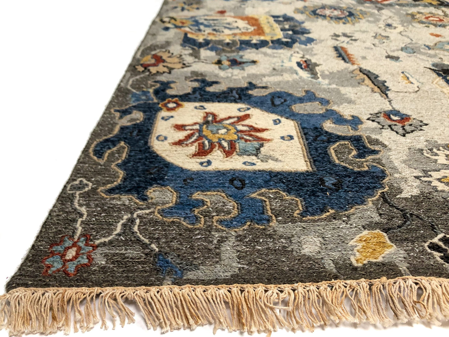 Reversible/2-Sided Erased Oushak Design (6' Square) gray