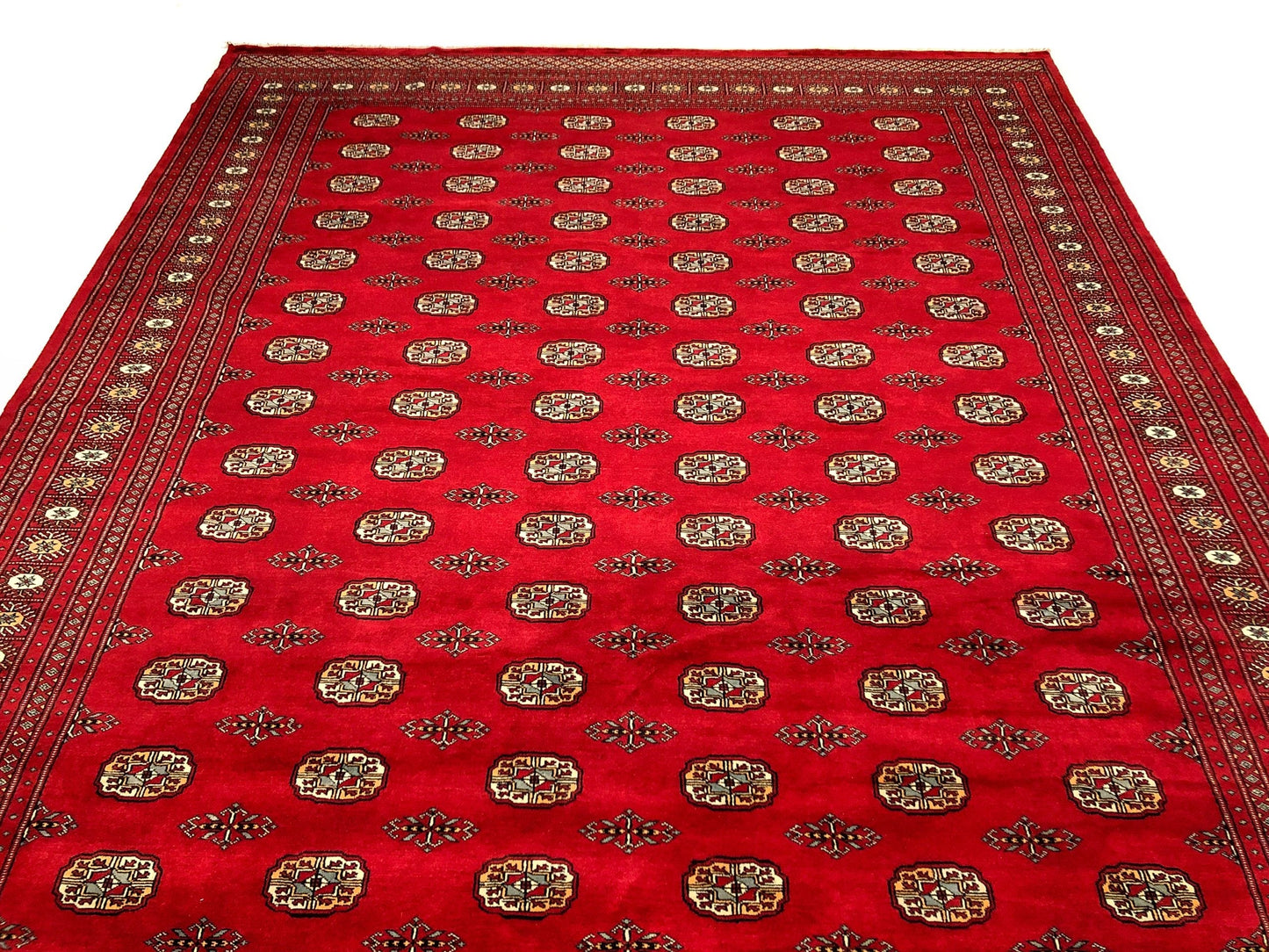 Red area rug with gold/yellow design Bokhara (9x12)