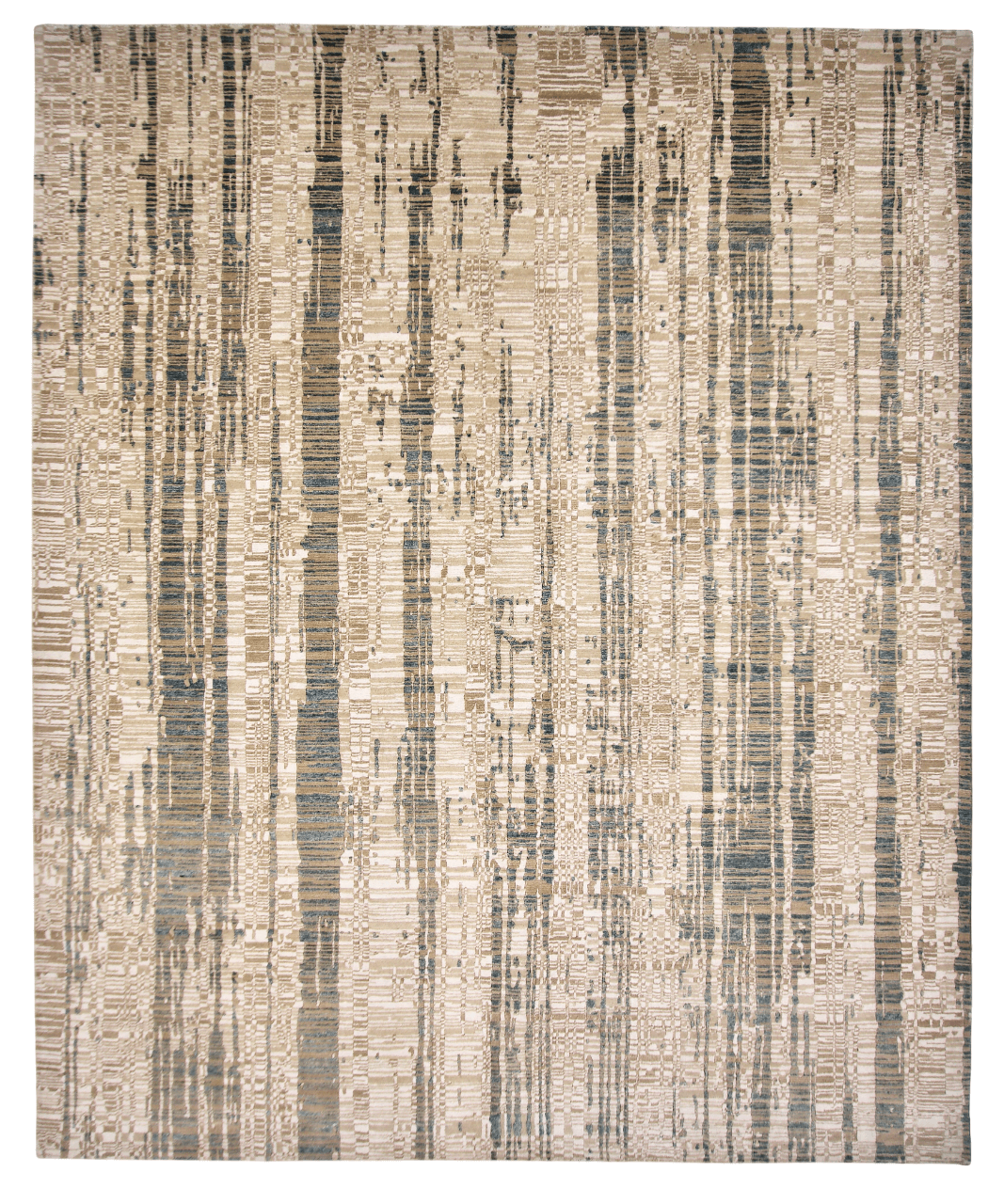 Contemporary wool/bamboo (8'00"x10'00") gold/ivory/teal