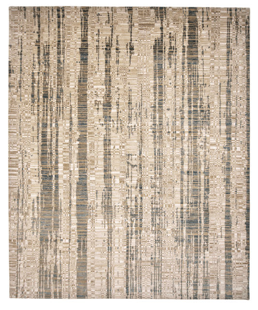 Contemporary wool/bamboo (8'00"x10'00") gold/ivory/teal