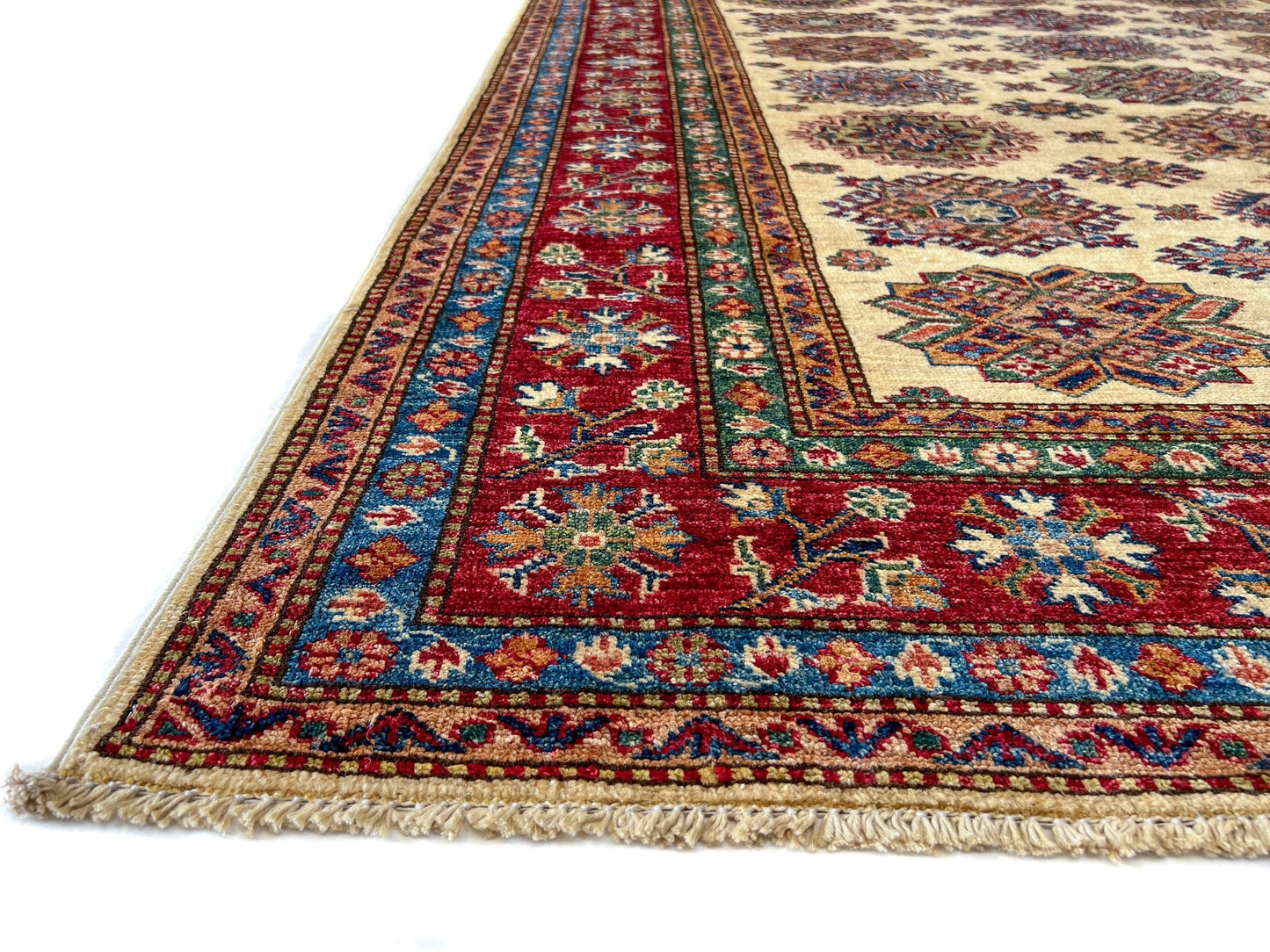 Super Kazak (5'07"x7'09") ivory/red