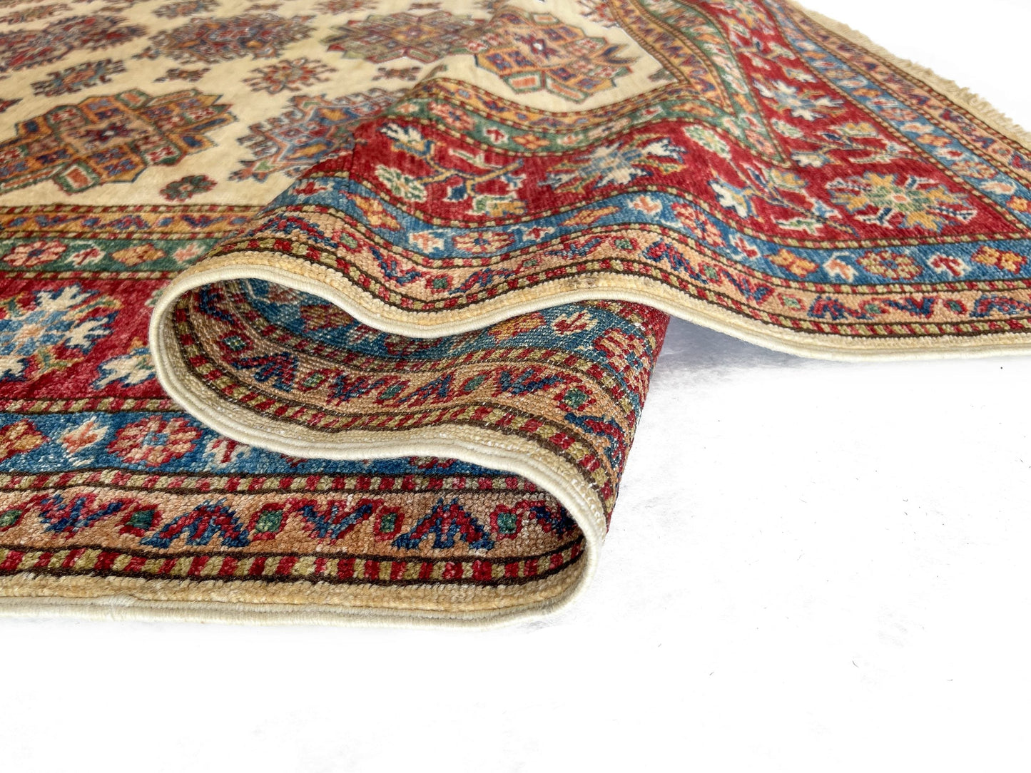 Super Kazak (5'07"x7'09") ivory/red