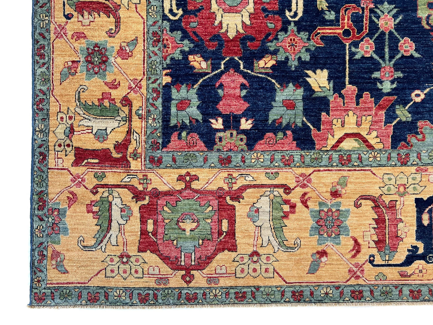 Afghan Serapi (10'00"x13'08") navy/gold