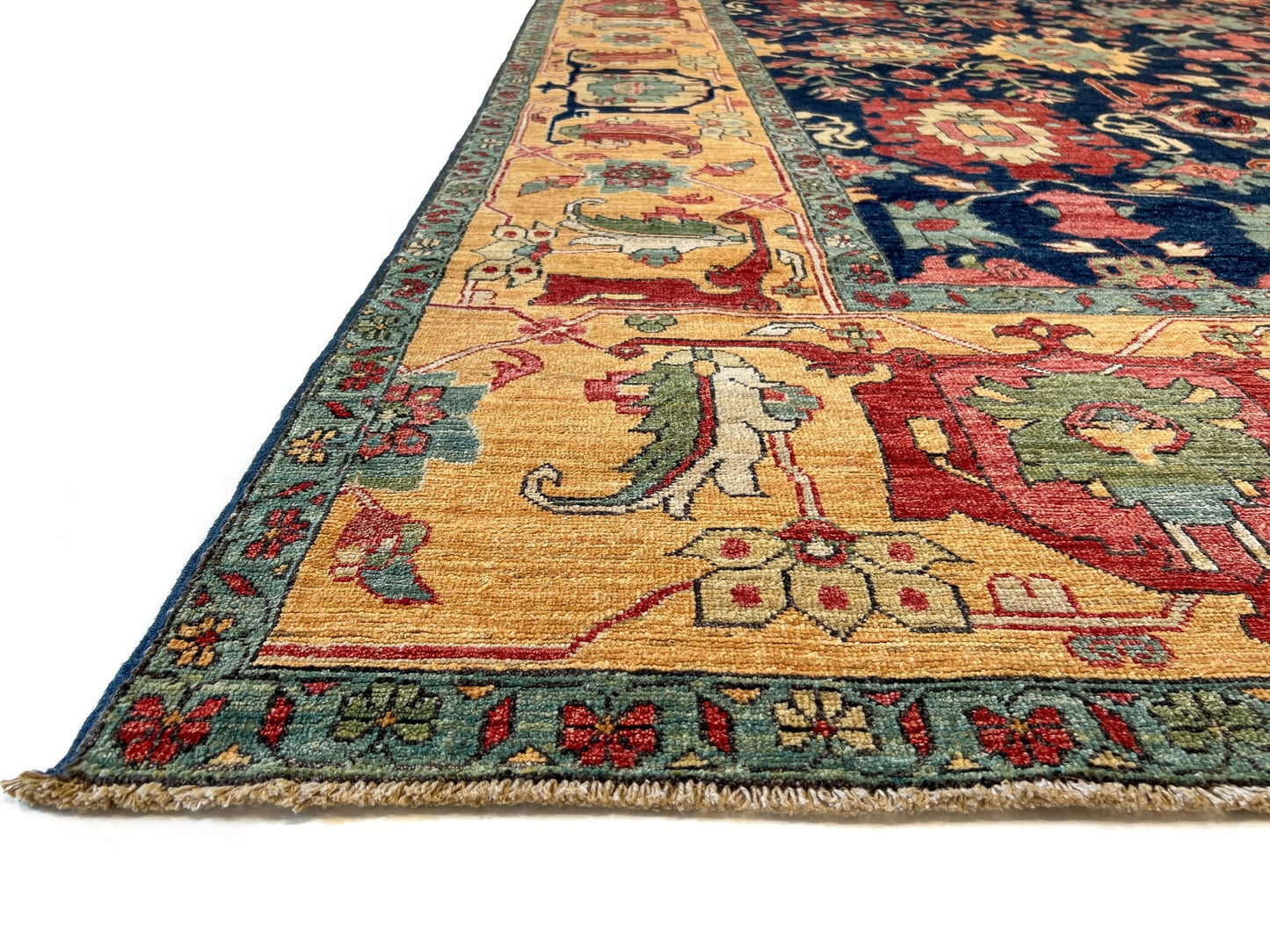 Afghan Serapi (10'00"x13'08") navy/gold