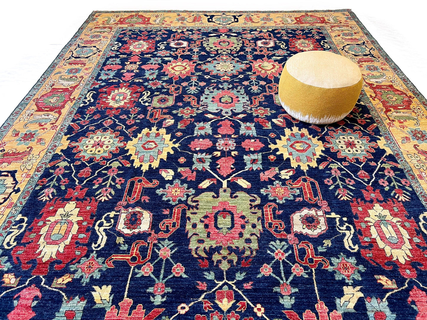 Afghan Serapi (10'00"x13'08") navy/gold