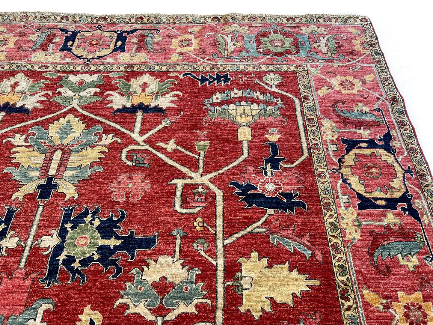 Afghan Heriz (9'01"x12'09") red/rose