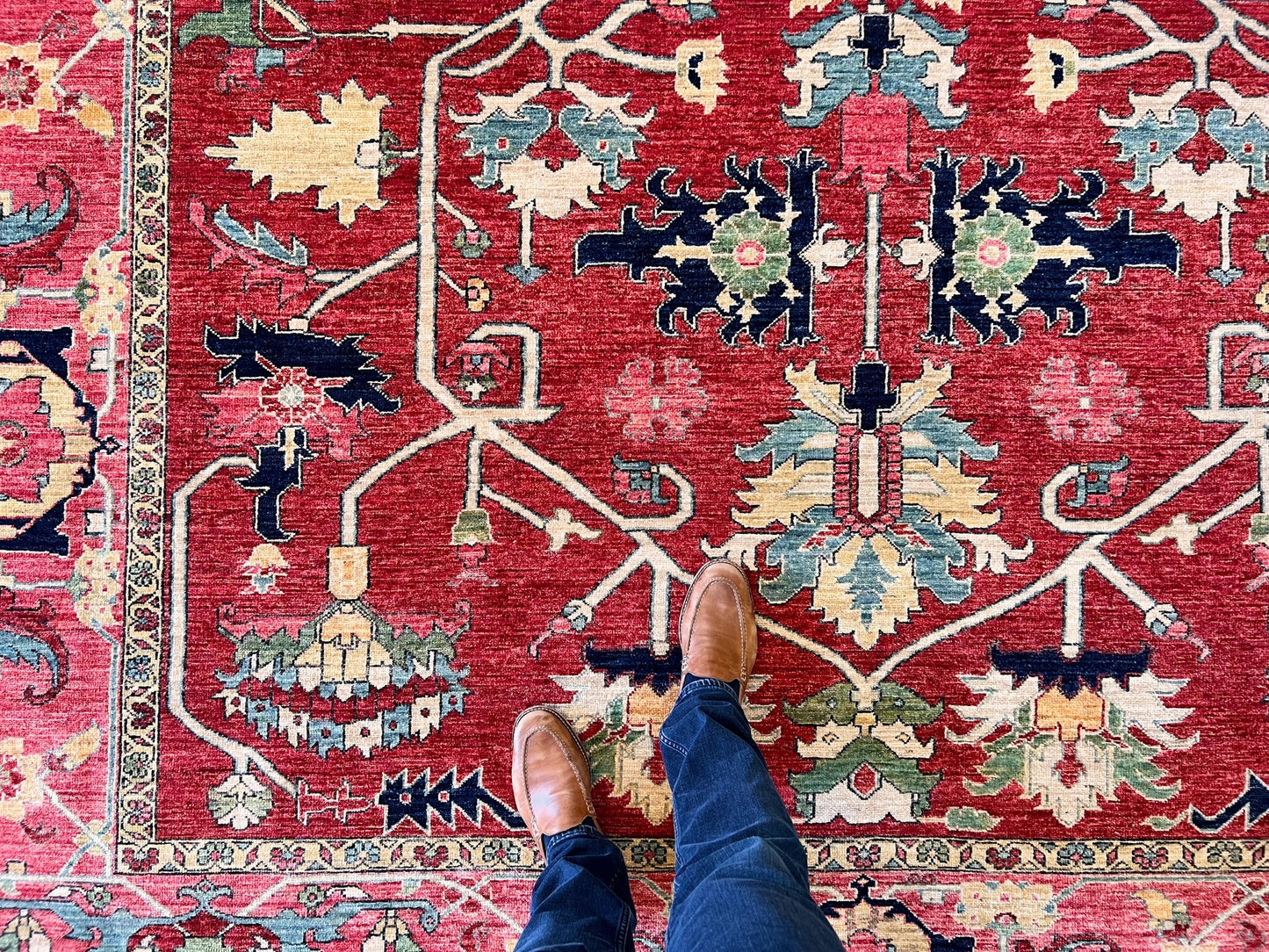 Afghan Heriz (9'01"x12'09") red/rose