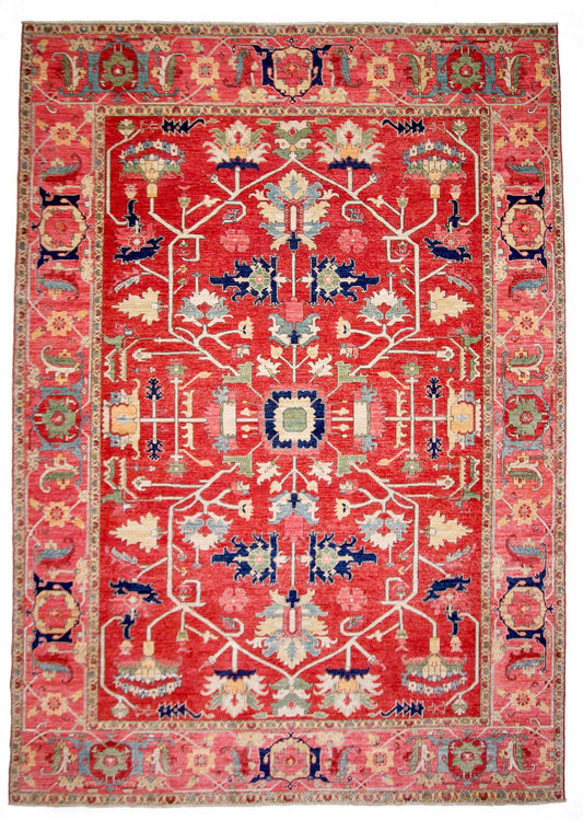 Afghan Heriz (9'01"x12'09") red/rose