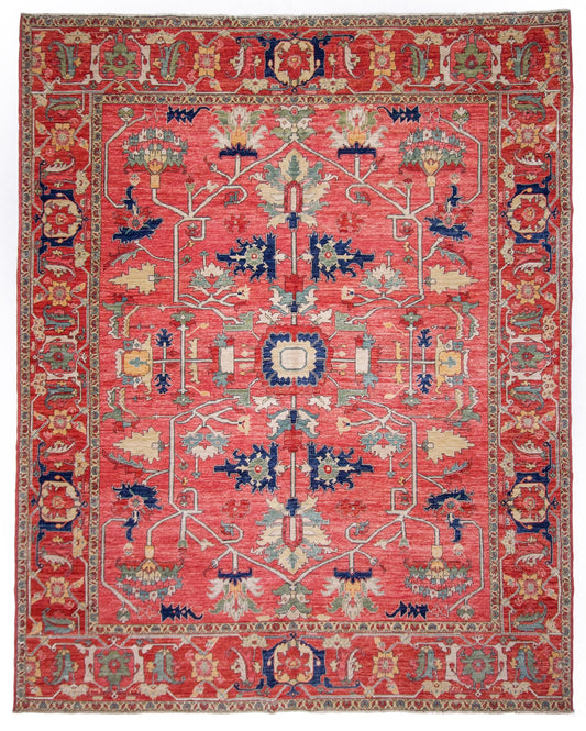 Afghan Heriz (8'00"x10'00") lt.red/red