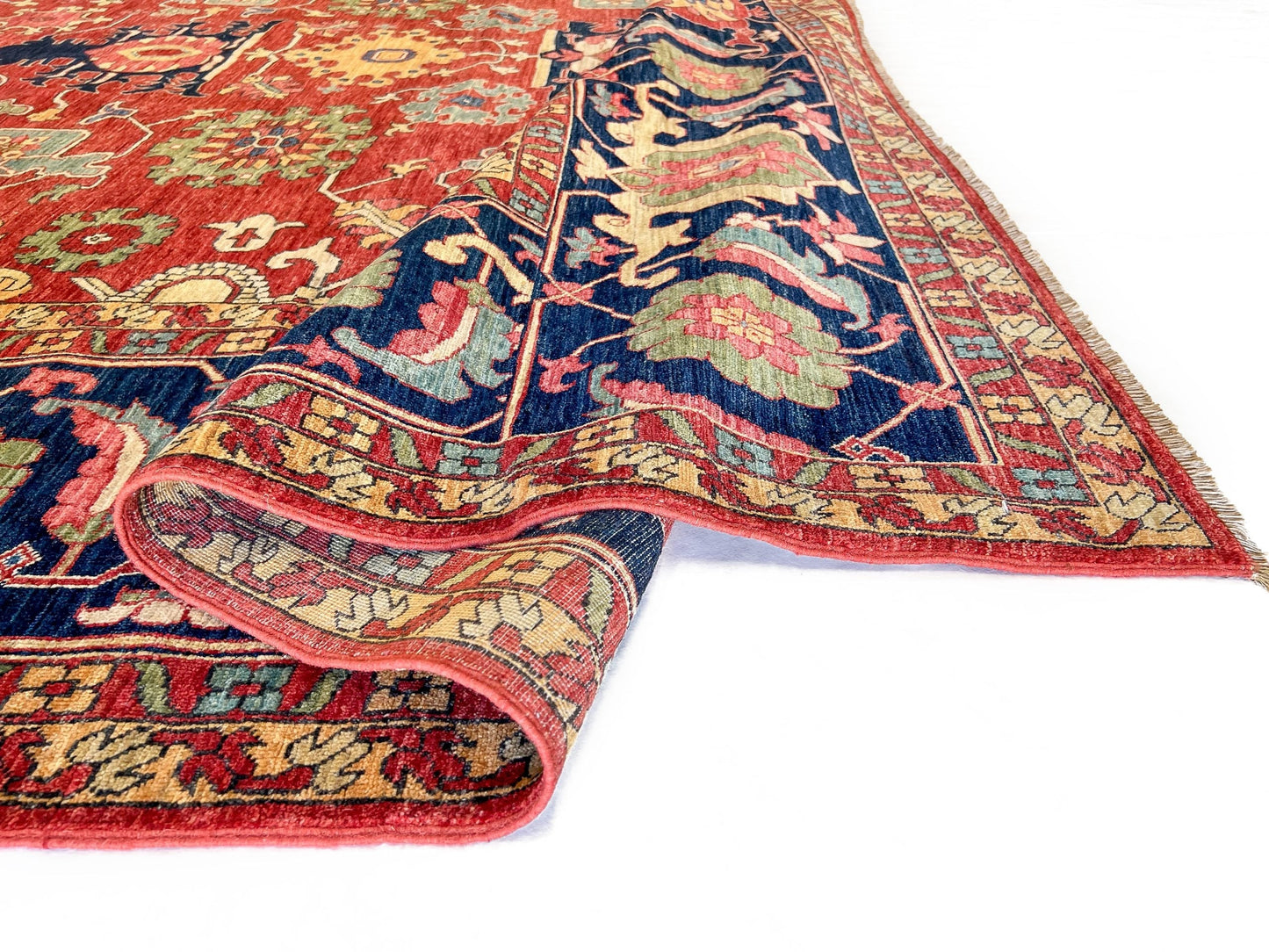 Afghan Serapi (8'09"x12'07") red/blue