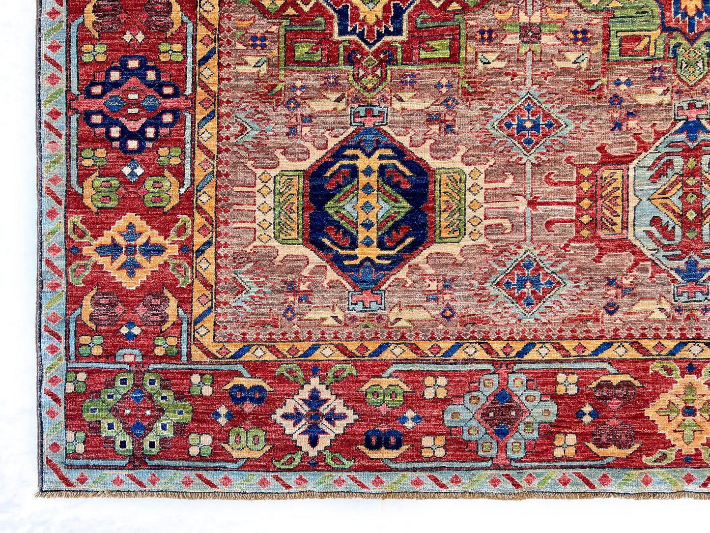 Afghan Karajeh (7'11"x9'08") brown/red
