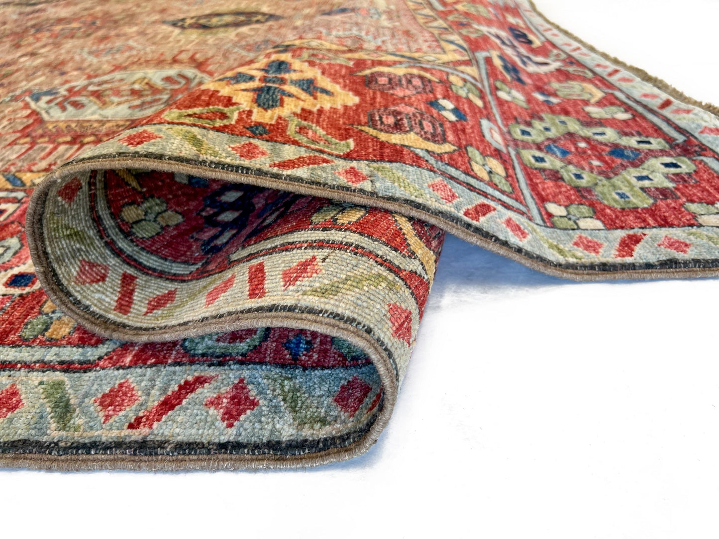 Afghan Karajeh (7'11"x9'08") brown/red