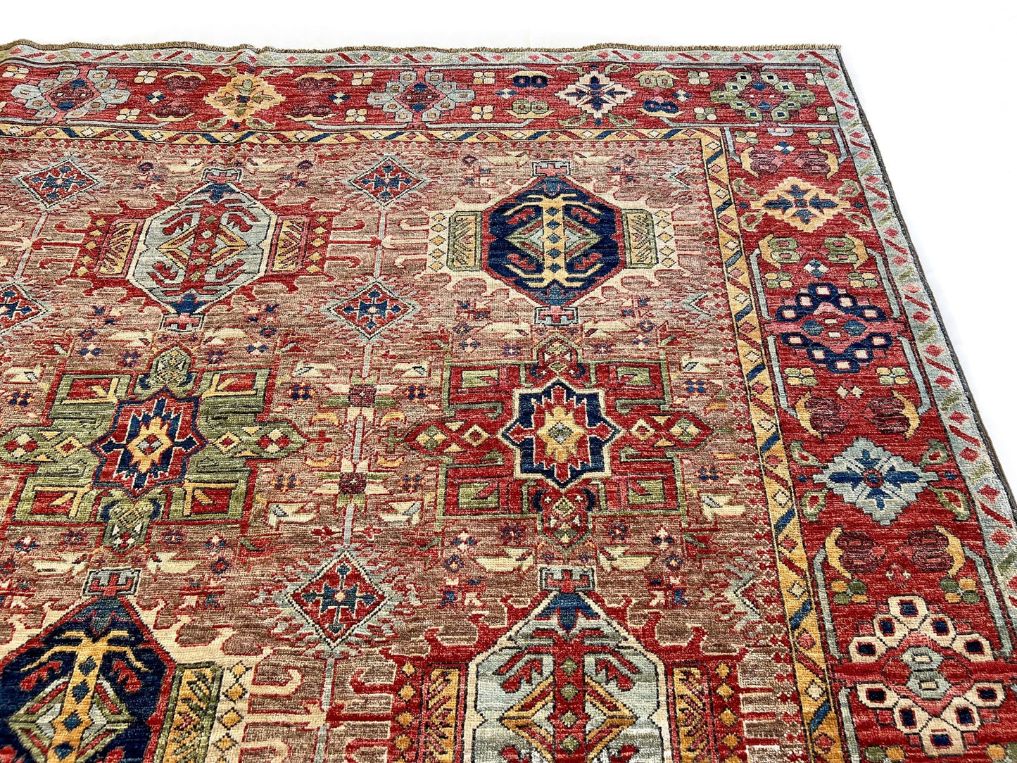 Afghan Karajeh (7'11"x9'08") brown/red
