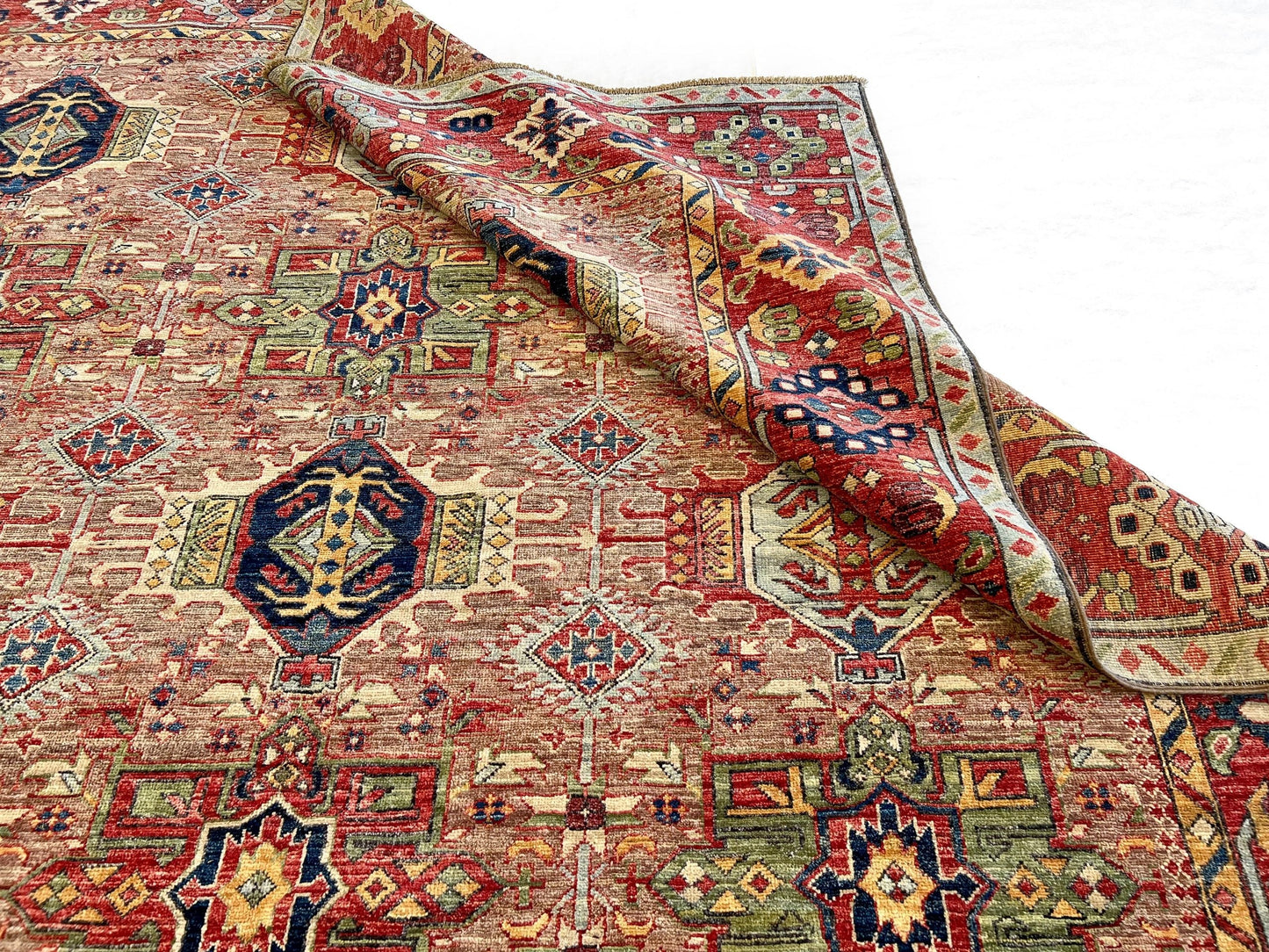 Afghan Karajeh (7'11"x9'08") brown/red
