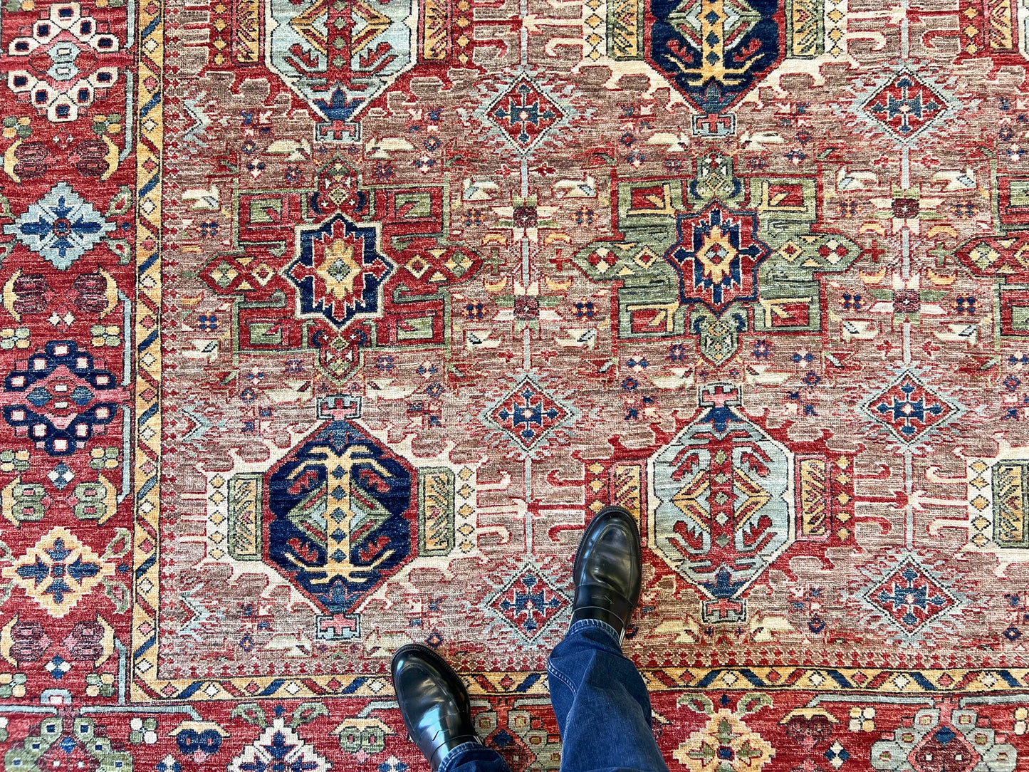 Afghan Karajeh (7'11"x9'08") brown/red