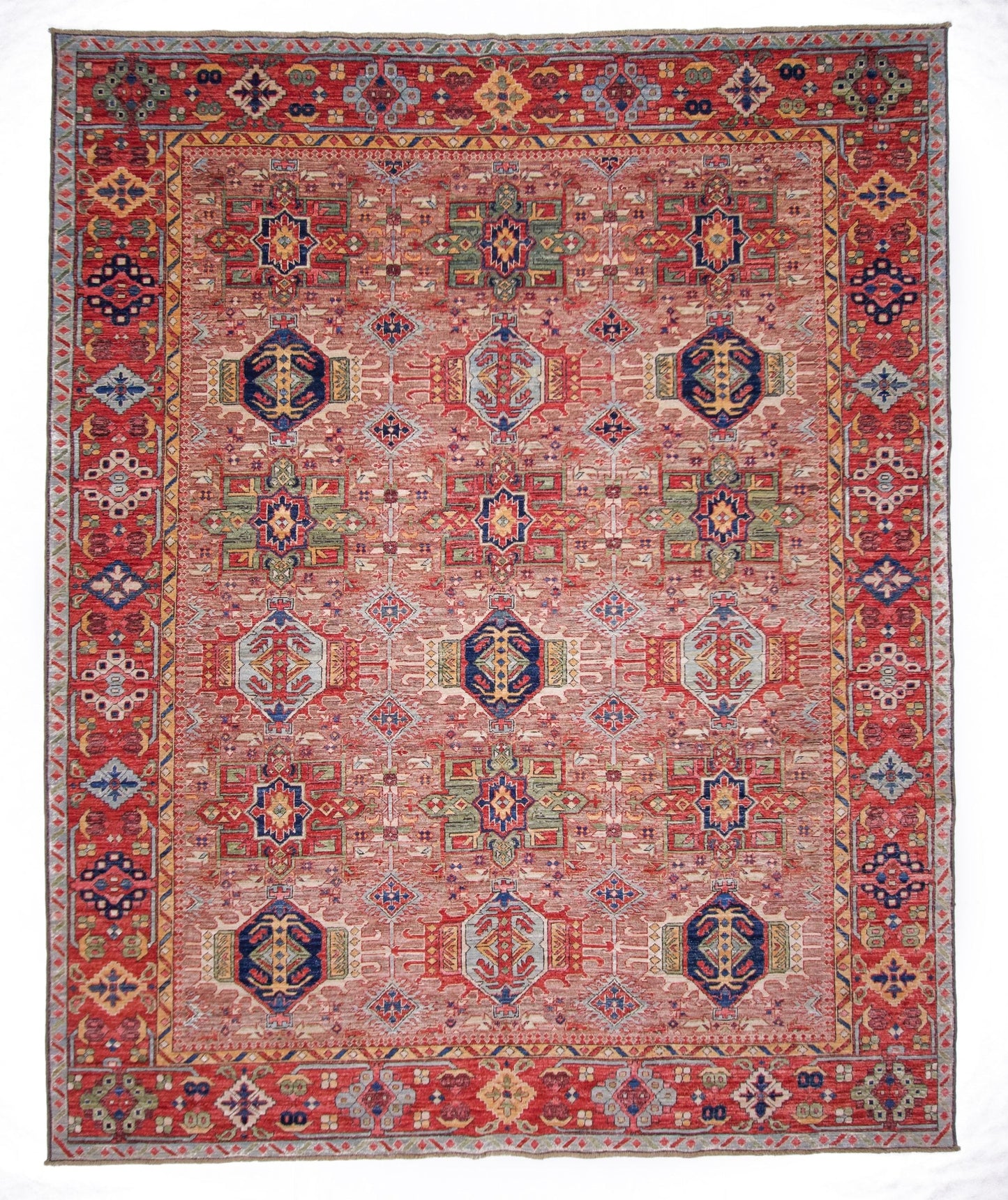 Afghan Karajeh (7'11"x9'08") brown/red