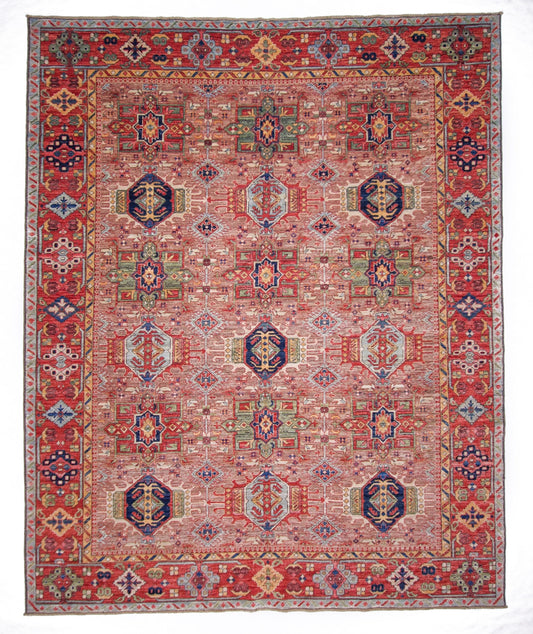 Afghan Karajeh (7'11"x9'08") brown/red