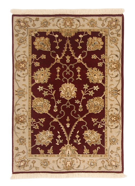 Wool w. silk Kumkapi red/ivo 2x3