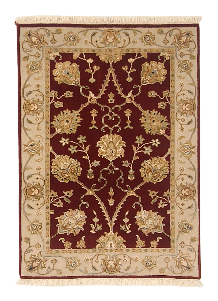 Wool w. silk Kumkapi red/ivo 2x3