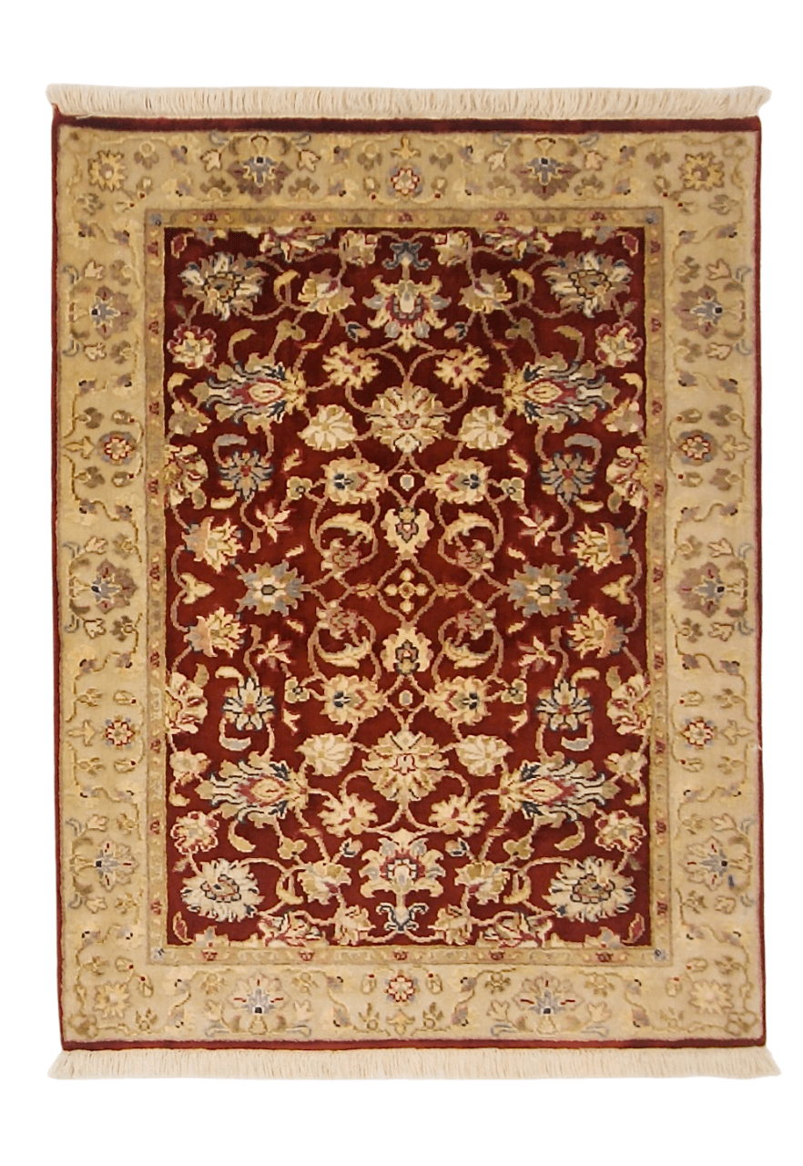 Wool w. silk Kumkapi red/ltgld 2x3