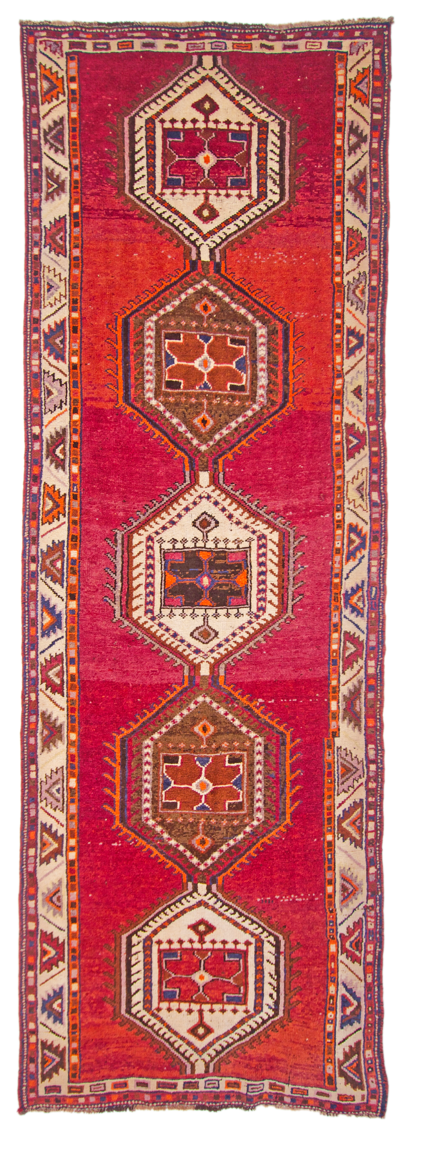 Vintage Turkish 4'06"x12'09" red/brn