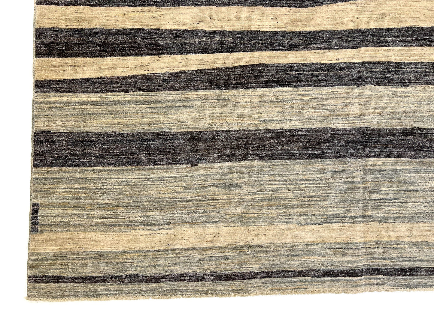 Modern Silk Striped Gabbeh (9'01"x11'11") natural/brown