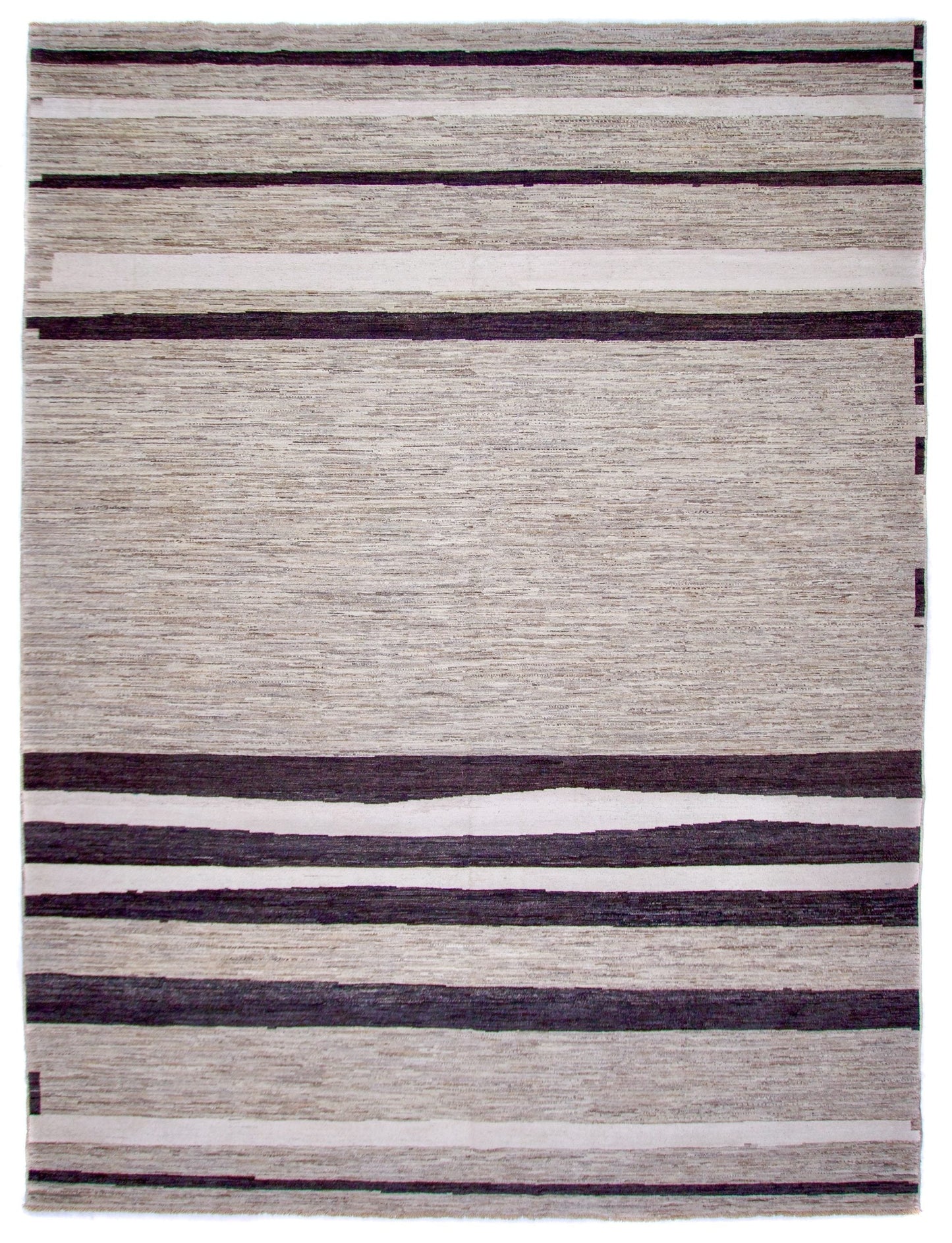 Modern Silk Striped Gabbeh (9'01"x11'11") natural/brown