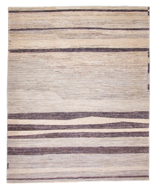 Modern Striped Gabbeh (8'02"x9'11") undyed/natural
