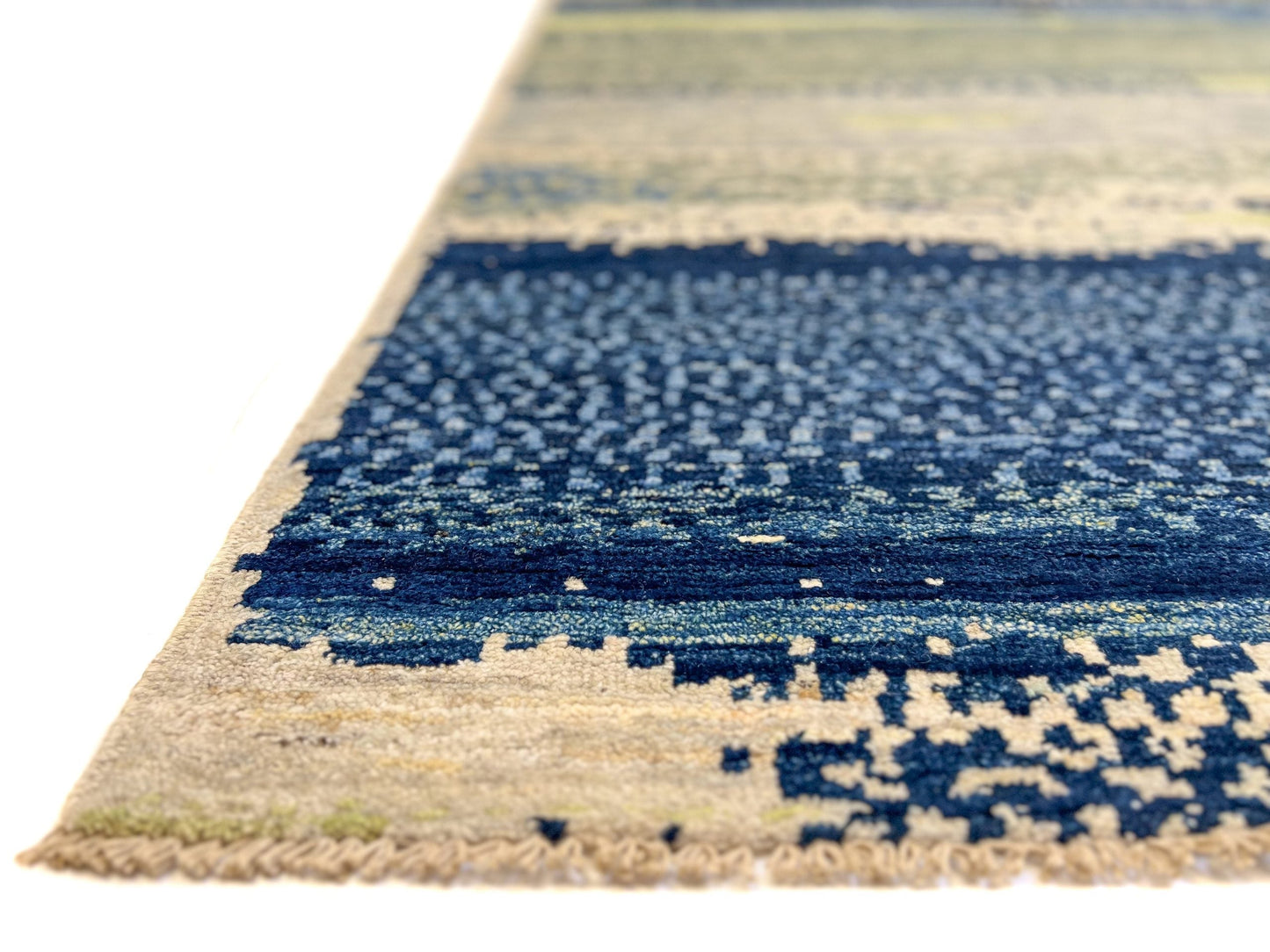 Modern Afghan Gabbeh (9'02"x12'01") blues/green