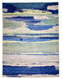 Modern Afghan Gabbeh (9'02"x12'01") blues/green