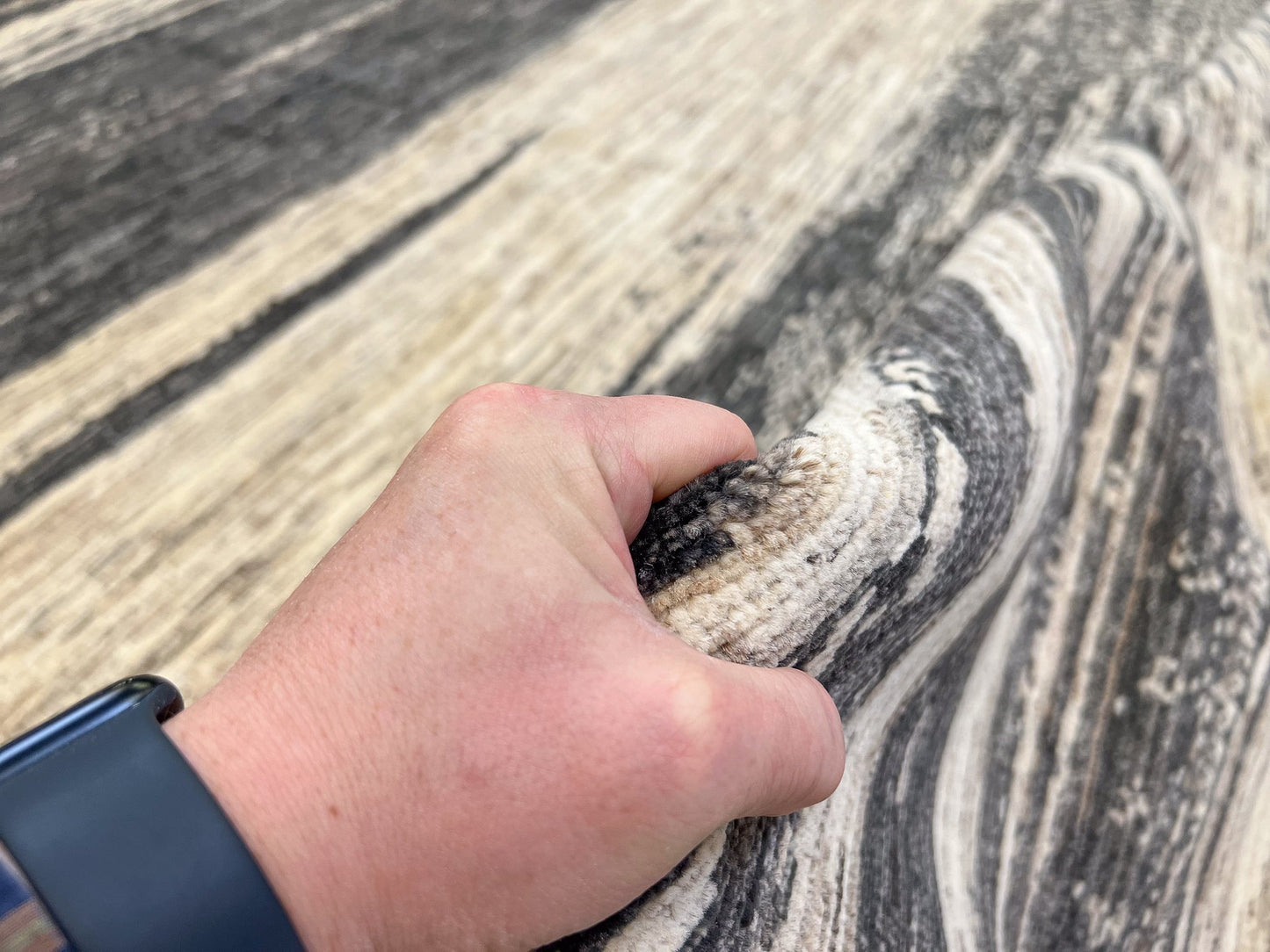 Modern Afghan Gabbeh (8'00"x9'10") dark natural/undyed