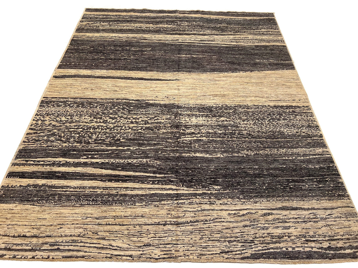 Modern Afghan Gabbeh (8'00"x9'10") dark natural/undyed