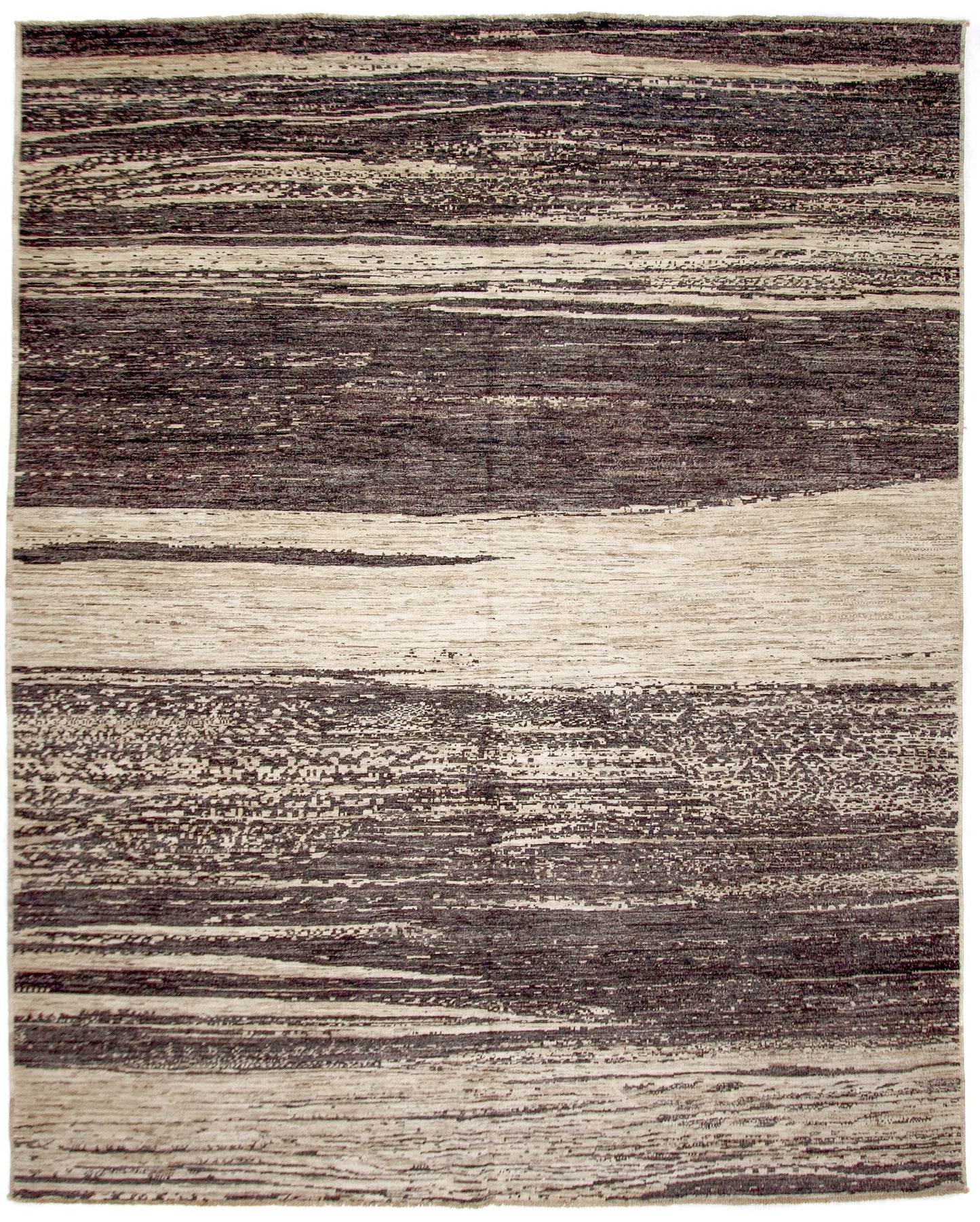 Modern Afghan Gabbeh (8'00"x9'10") dark natural/undyed