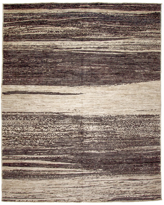 Modern Afghan Gabbeh (8'00"x9'10") dark natural/undyed