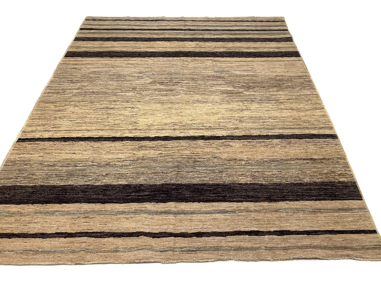 Modern Striped Gabbeh (8'02"x9'11") undyed/natural