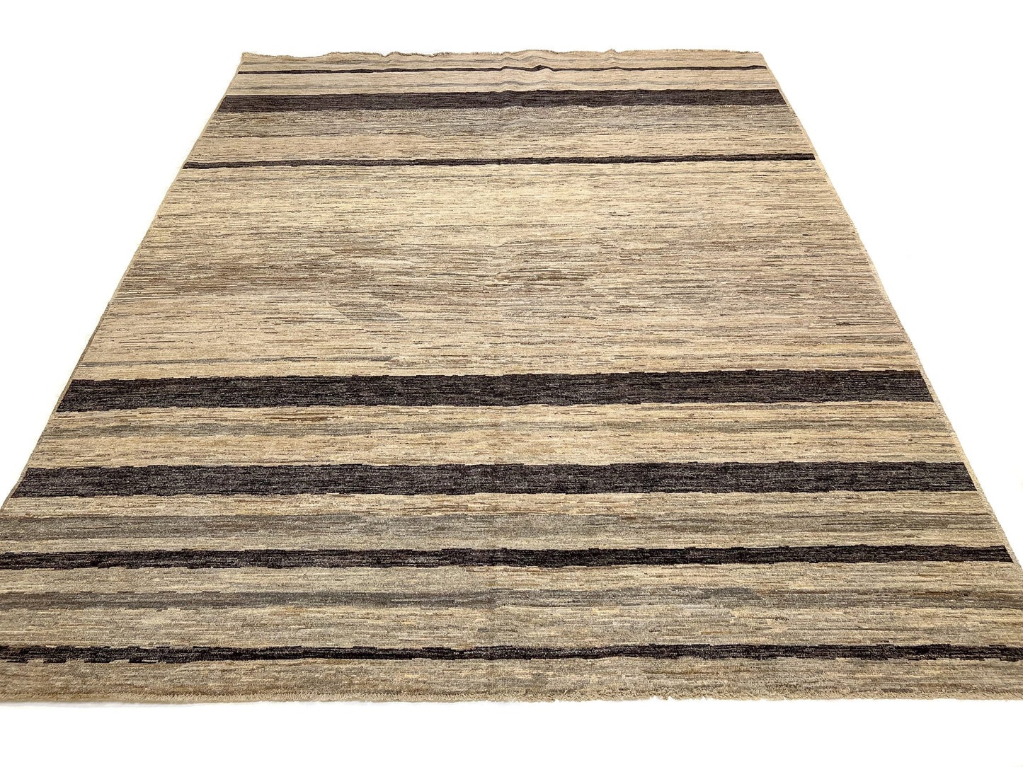 Modern Striped Gabbeh (8'02"x9'11") undyed/natural