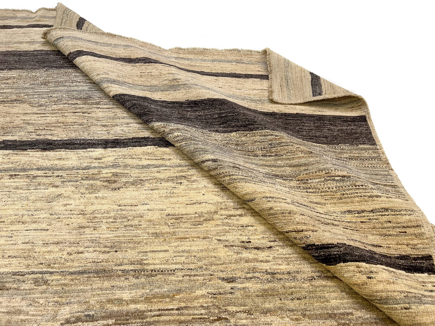 Modern Striped Gabbeh (8'02"x9'11") undyed/natural